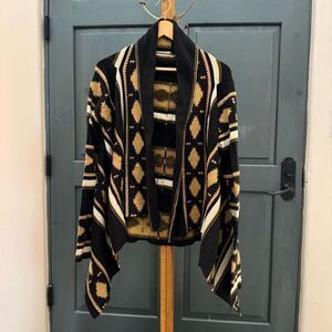 Forever 21 Open-front cardigan southwest pattern gold and dark gray